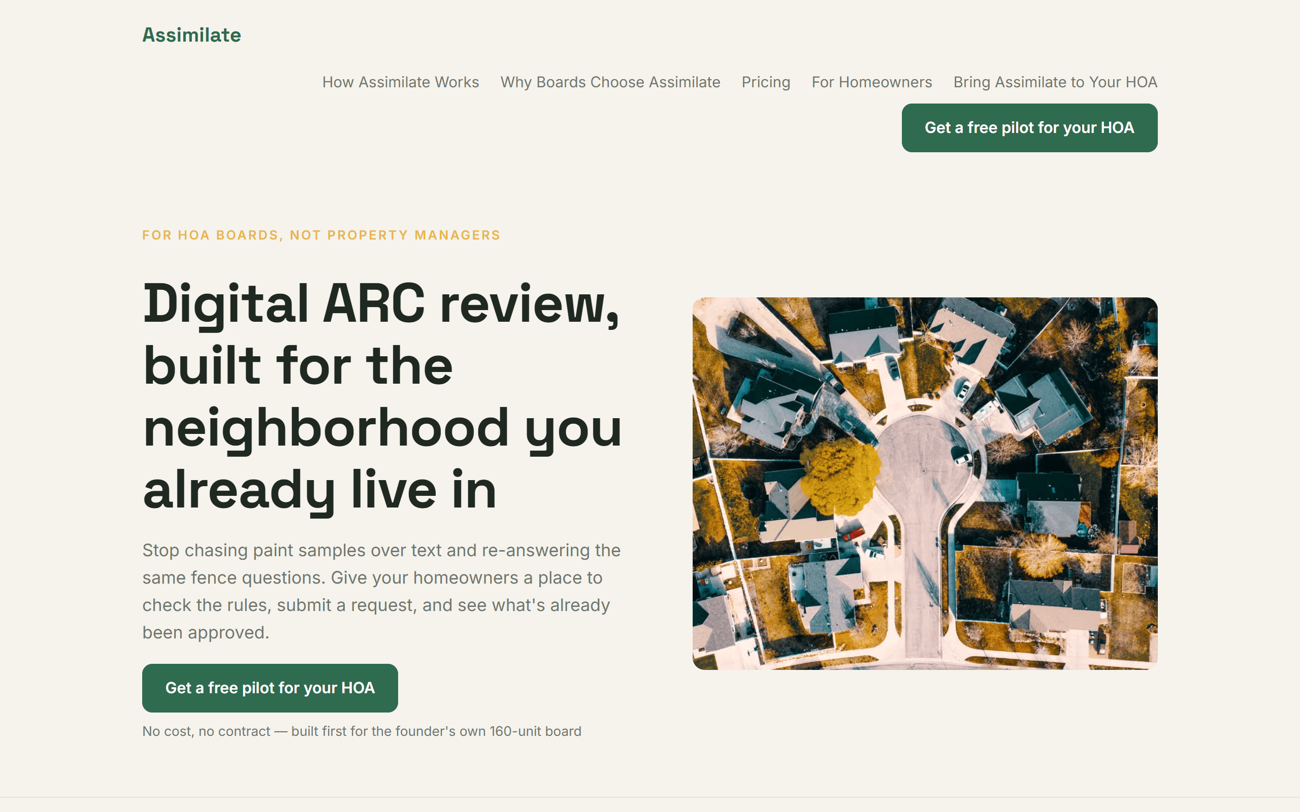 The Assimilate homepage, generated by AdvisorI